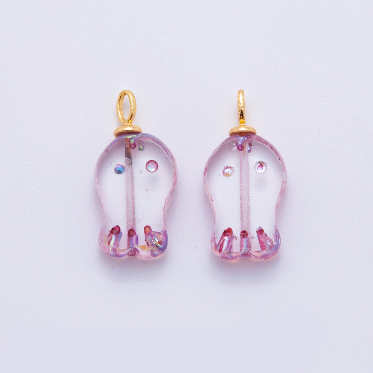 18K Gold Filled Blue, Purple, Green, White, Brown, Red Acrylic Fish Drop Charm | AF716 - AF718 - DLUXCA
