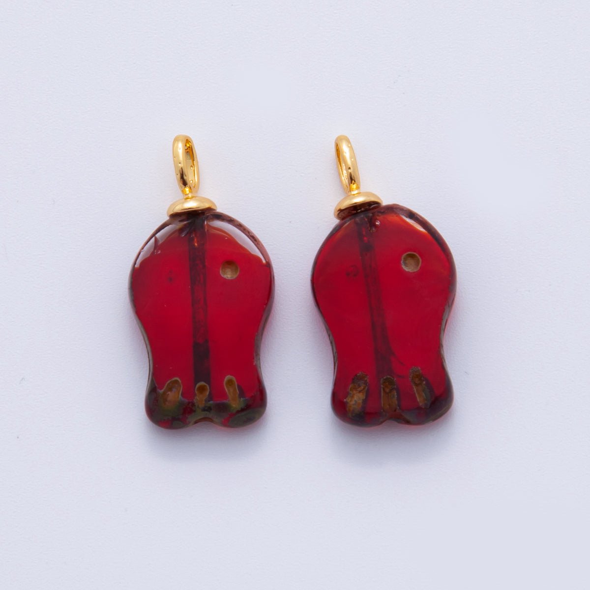 18K Gold Filled Blue, Purple, Green, White, Brown, Red Acrylic Fish Drop Charm | AF716 - AF718 - DLUXCA