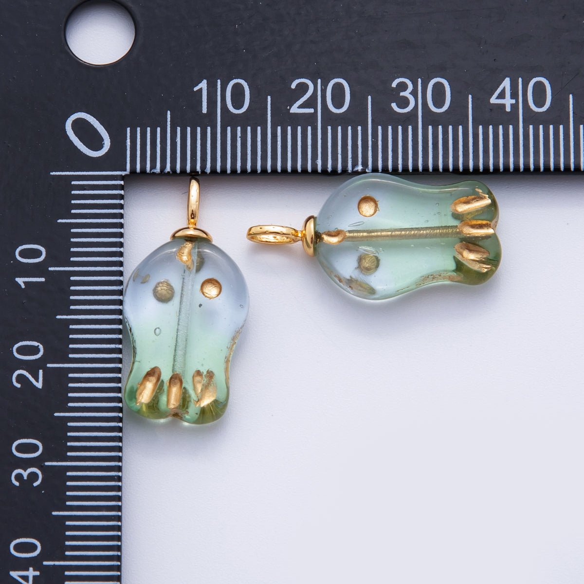 18K Gold Filled Blue, Purple, Green, White, Brown, Red Acrylic Fish Drop Charm | AF716 - AF718 - DLUXCA