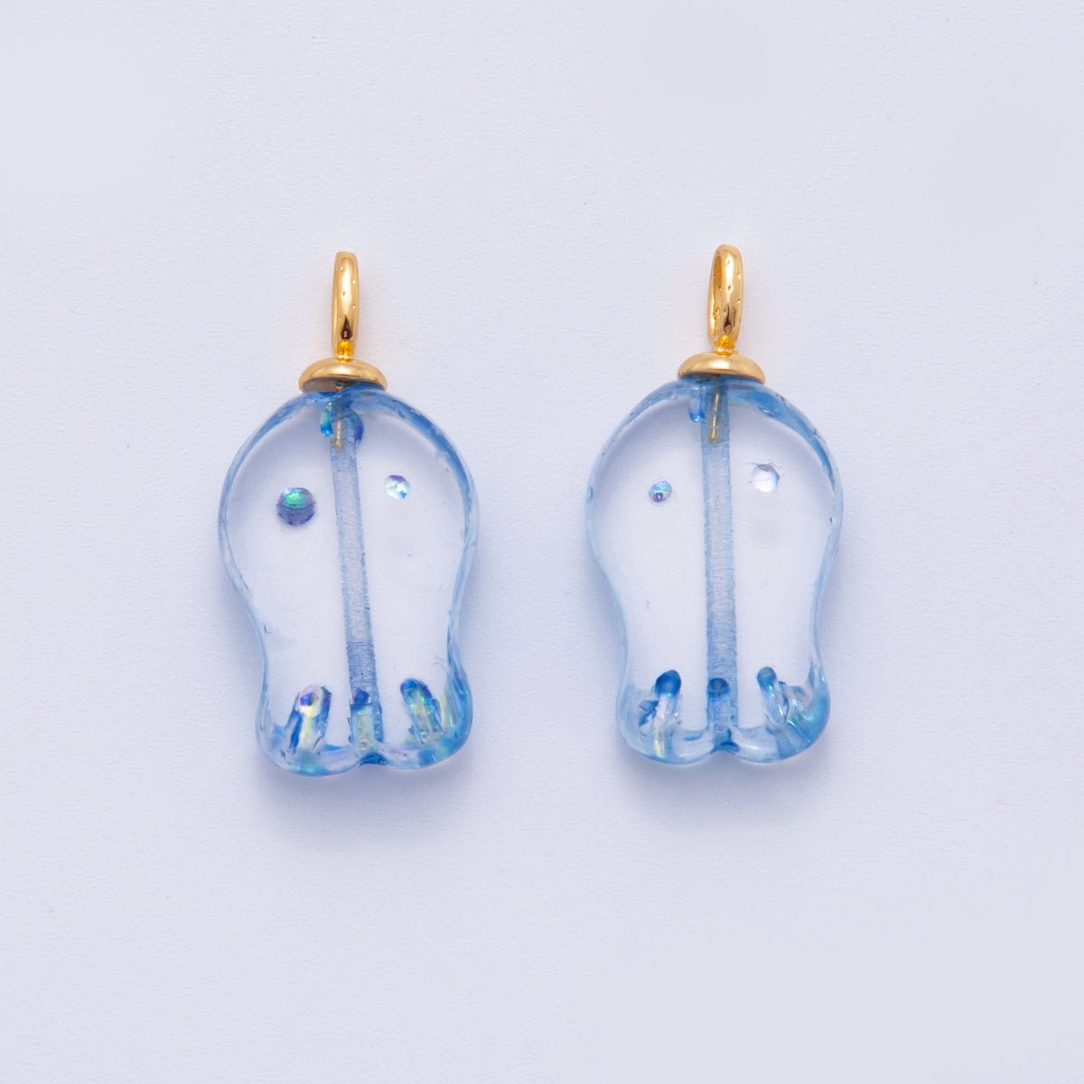18K Gold Filled Blue, Purple, Green, White, Brown, Red Acrylic Fish Drop Charm | AF716 - AF718 - DLUXCA