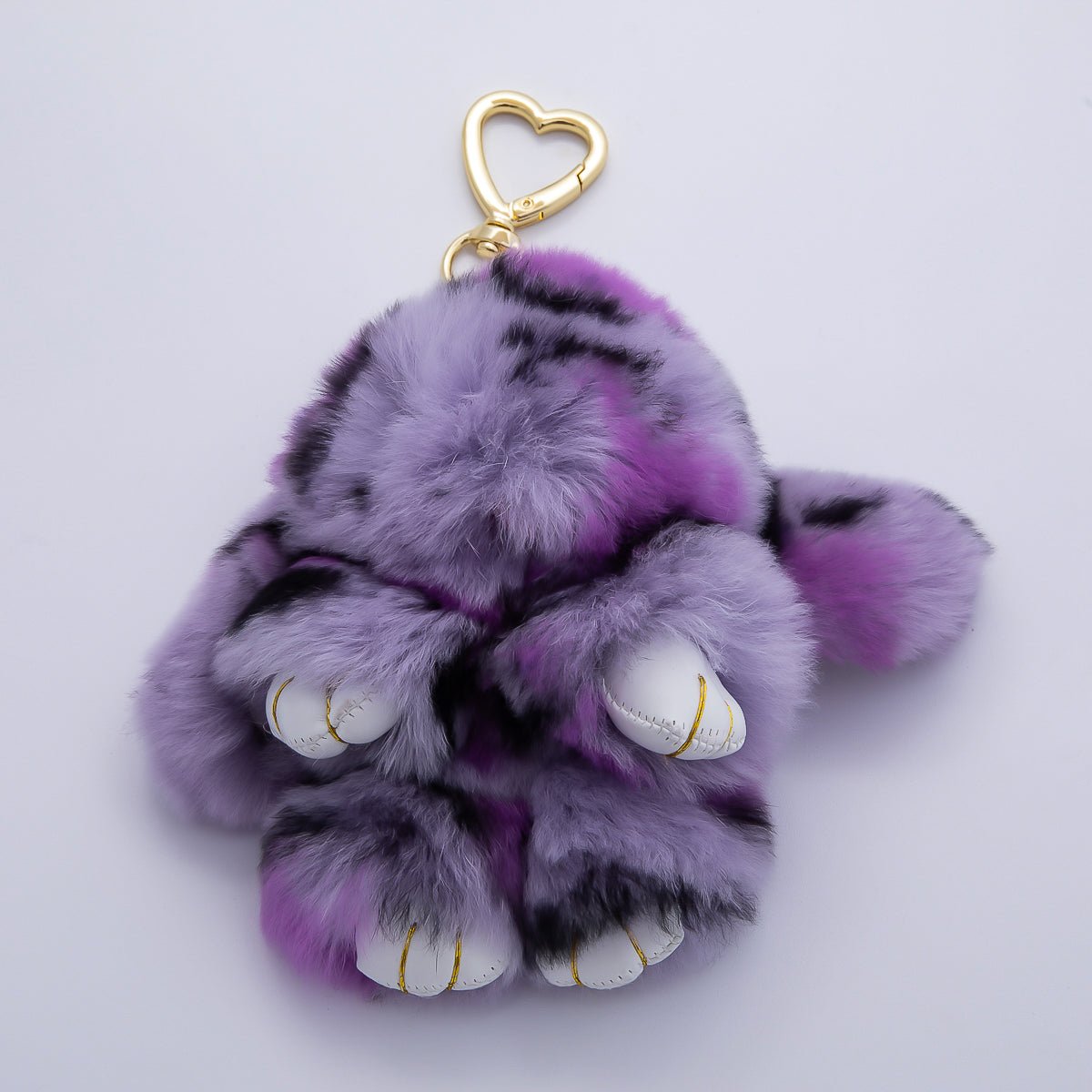 18K Gold Filled Blue, Purple Tie - dye Rabbit Plush Heart Push Gate Keychain | WB - 00324 WB - 00325 - DLUXCA