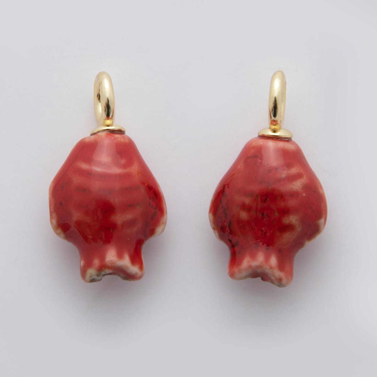 18K Gold Filled Blue, Red, Green Fish Ceramic Drop Charm | X536 X537 X629 - DLUXCA