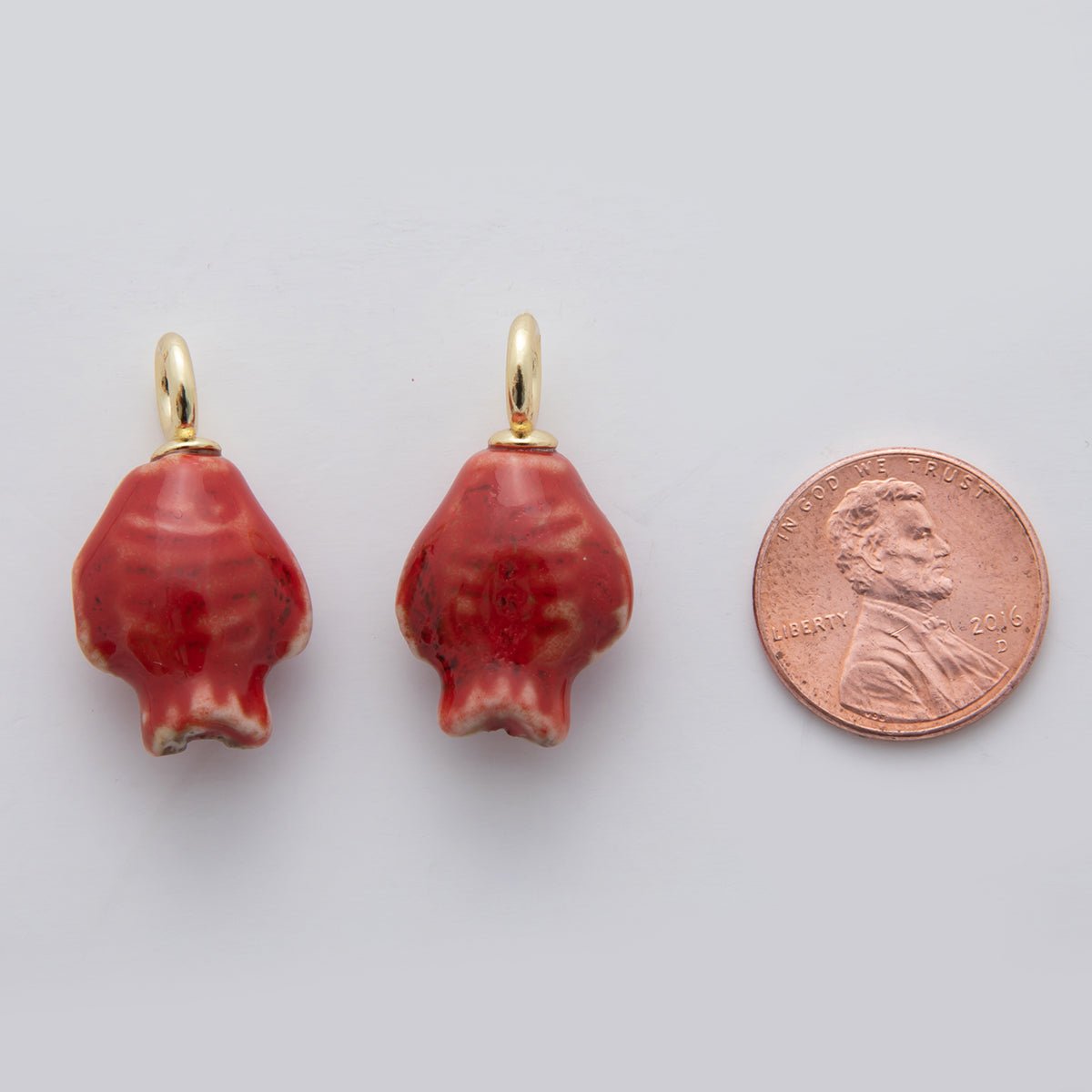 18K Gold Filled Blue, Red, Green Fish Ceramic Drop Charm | X536 X537 X629 - DLUXCA