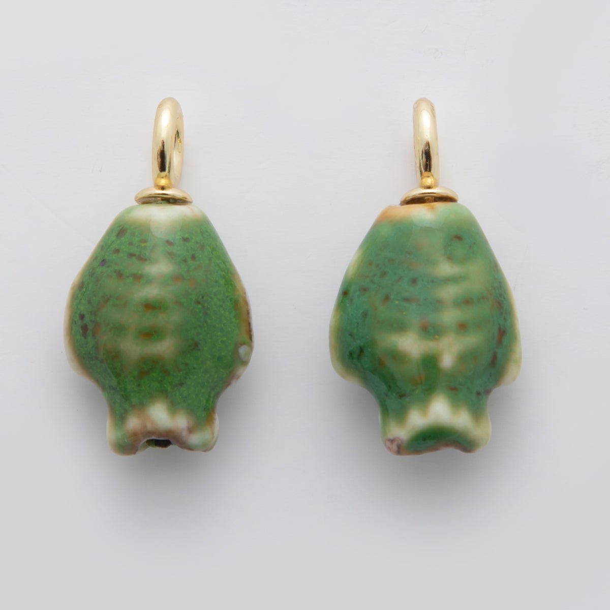 18K Gold Filled Blue, Red, Green Fish Ceramic Drop Charm | X536 X537 X629 - DLUXCA