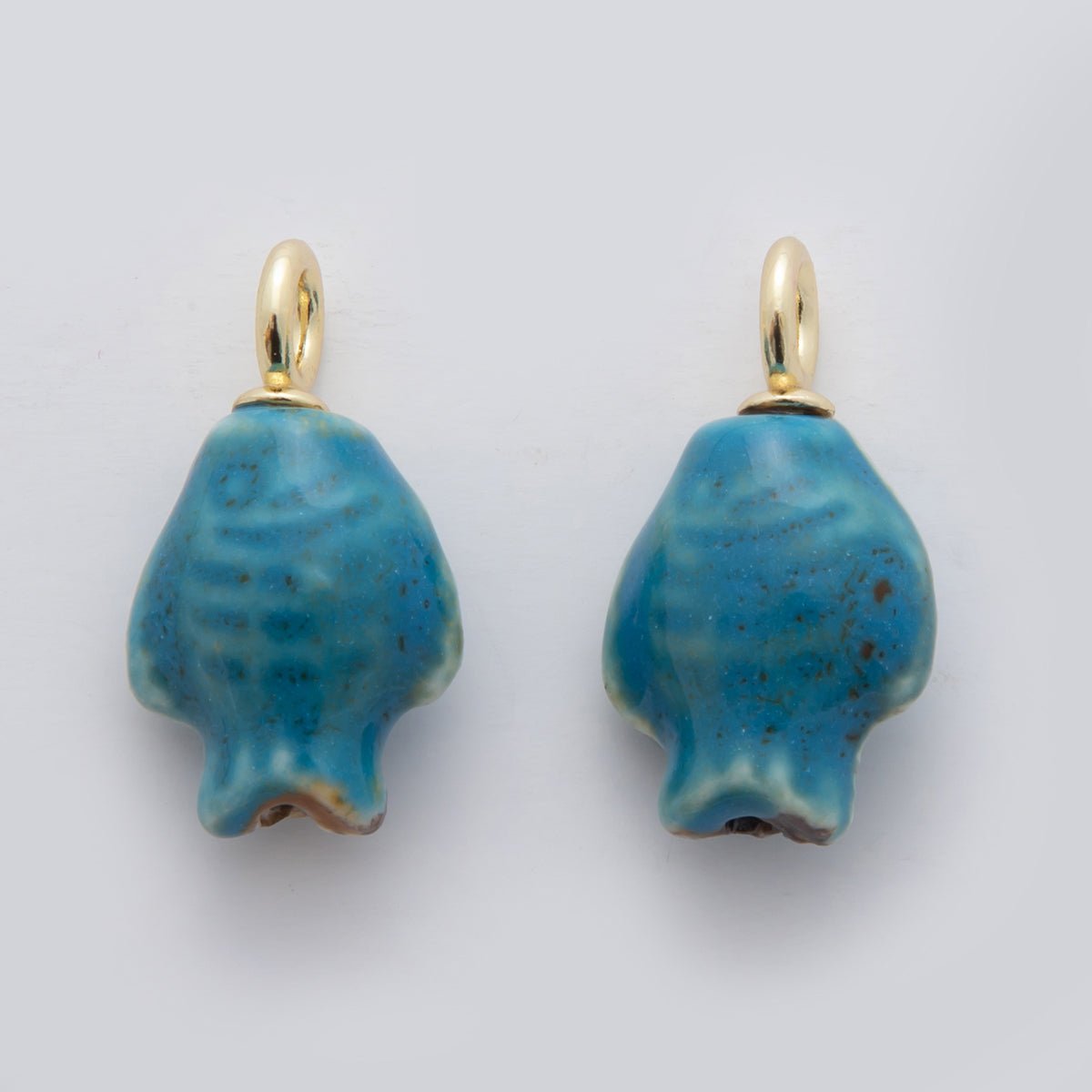 18K Gold Filled Blue, Red, Green Fish Ceramic Drop Charm | X536 X537 X629 - DLUXCA