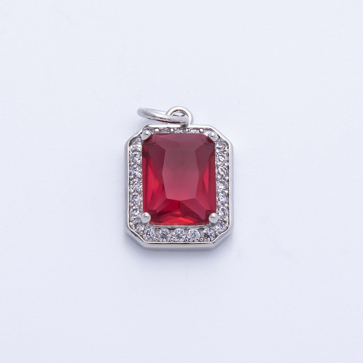 18K Gold Filled Blue, Red, Purple, Green, Clear Micro Paved CZ Baguette Charm | Charms - 00279 ~ Charms - 00288 - DLUXCA