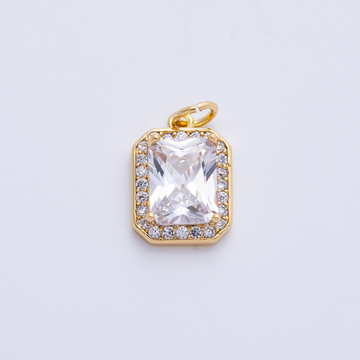 18K Gold Filled Blue, Red, Purple, Green, Clear Micro Paved CZ Baguette Charm | Charms - 00279 ~ Charms - 00288 - DLUXCA