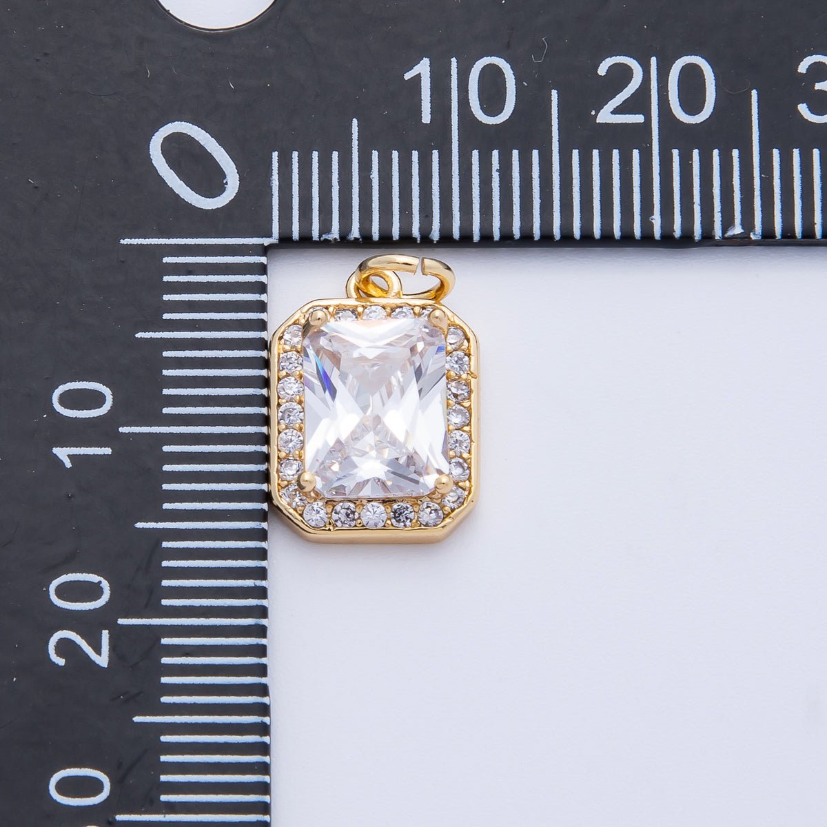18K Gold Filled Blue, Red, Purple, Green, Clear Micro Paved CZ Baguette Charm | Charms - 00279 ~ Charms - 00288 - DLUXCA