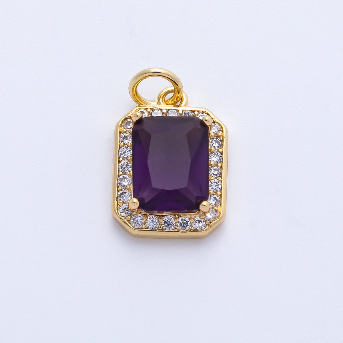 18K Gold Filled Blue, Red, Purple, Green, Clear Micro Paved CZ Baguette Charm | Charms - 00279 ~ Charms - 00288 - DLUXCA