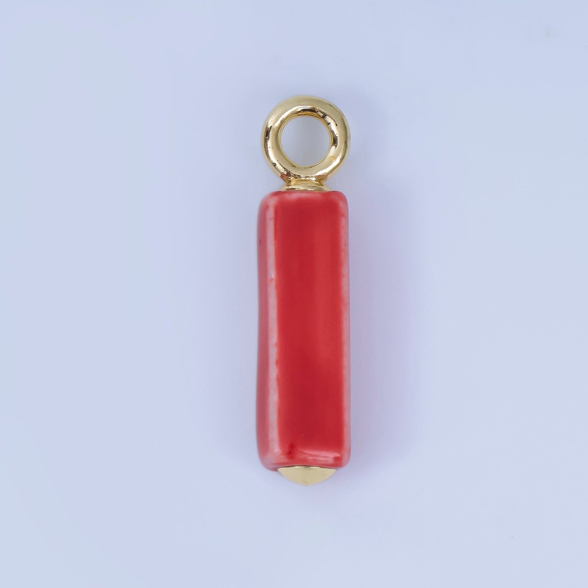 18K Gold Filled Blue, Teal, Brown, Pink Watercolor Bar Ceramic Drop Pendant | AJ - 451 - DLUXCA