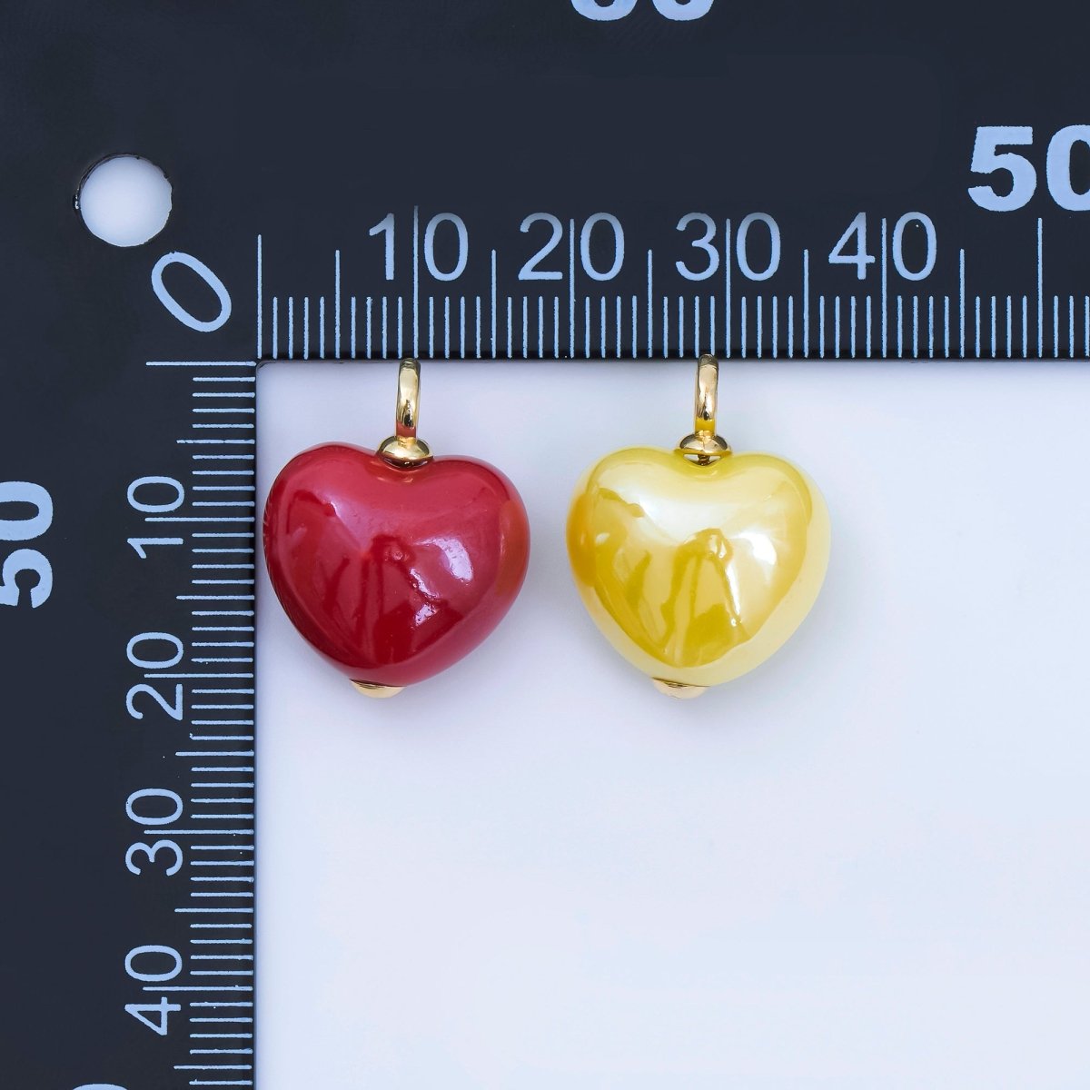 18K Gold Filled Blue, Teal, White, Pink Puffy Heart Ceramic Charm Pendant | AJ - 402 - DLUXCA