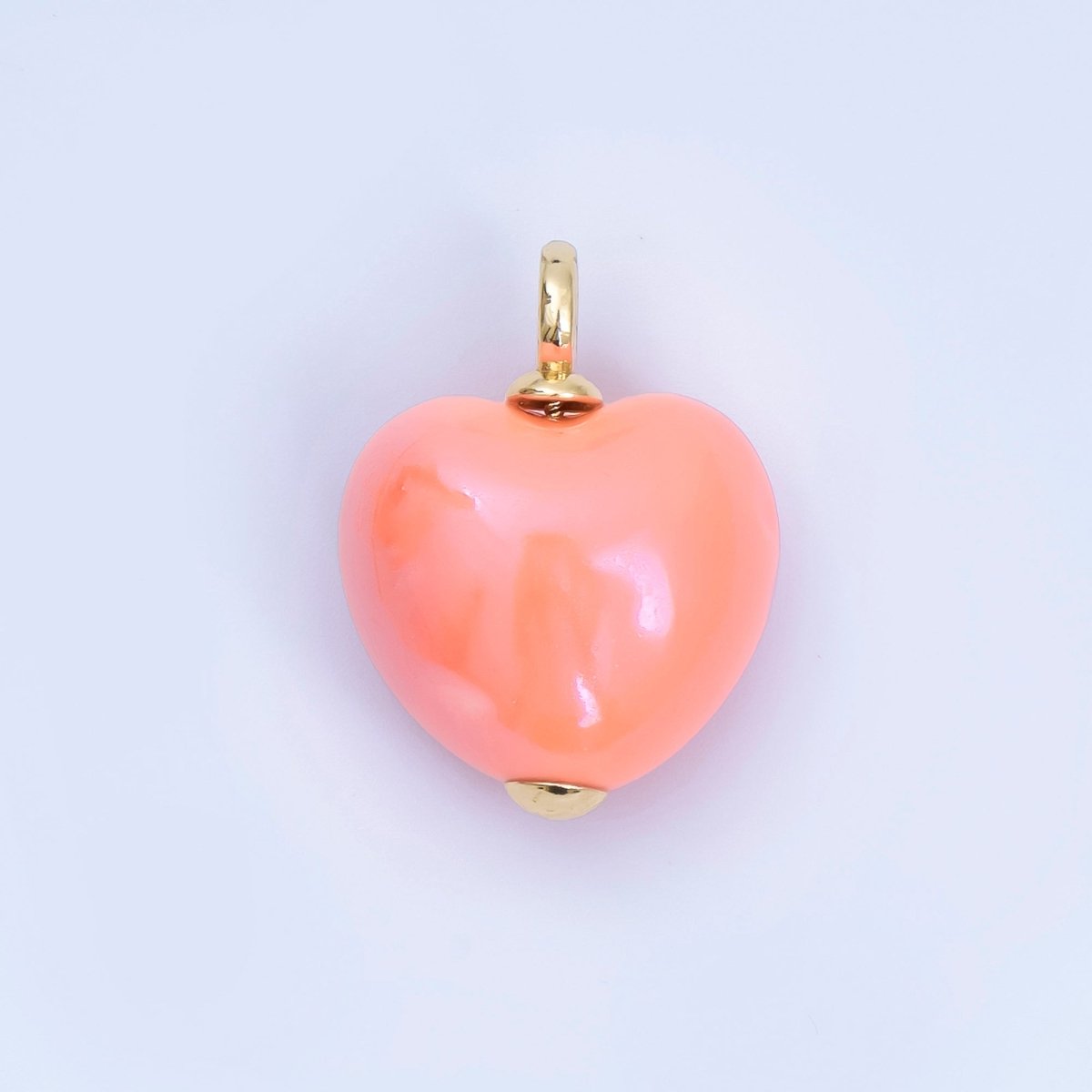 18K Gold Filled Blue, Teal, White, Pink Puffy Heart Ceramic Charm Pendant | AJ - 402 - DLUXCA