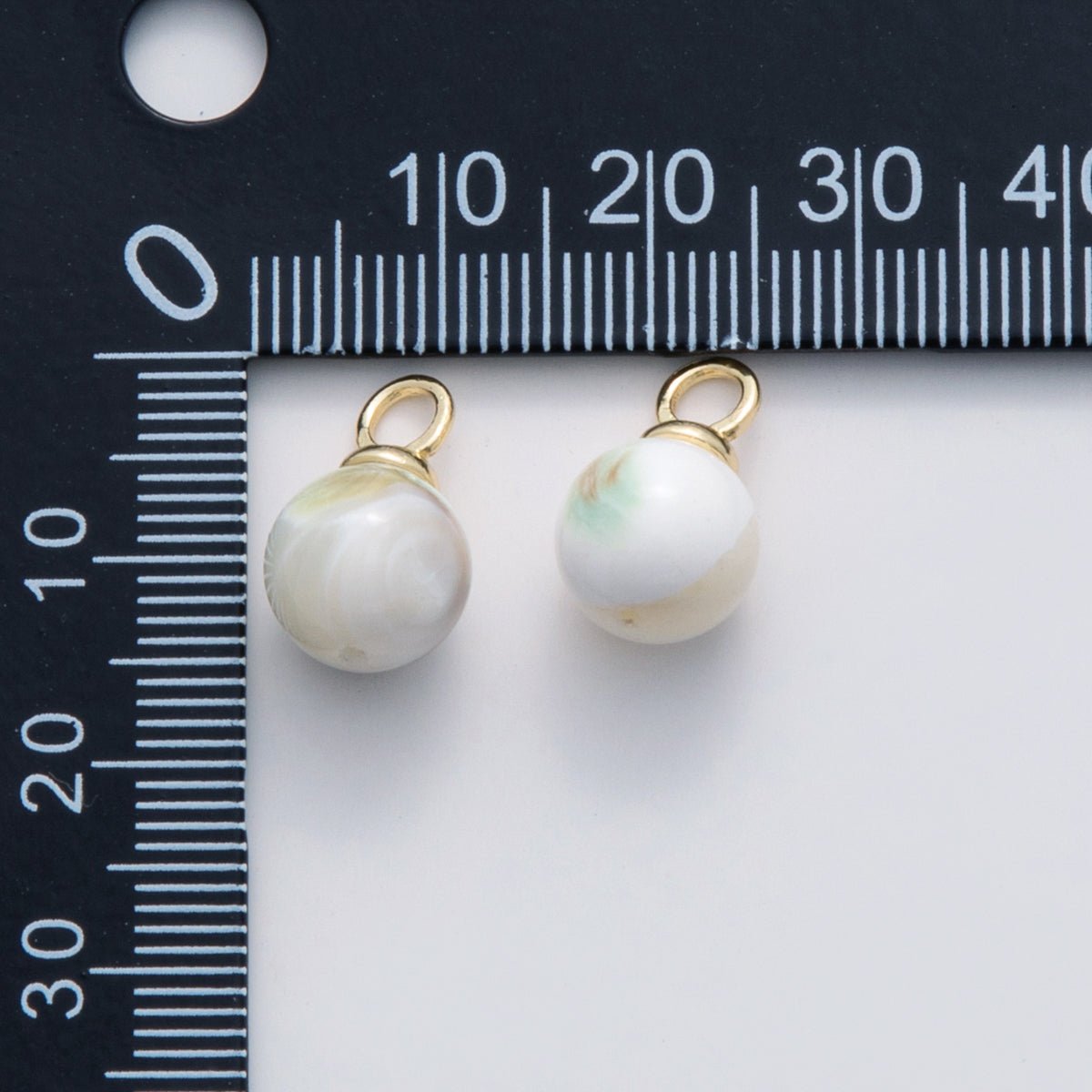 18K Gold Filled Blue - White Shell Pearl Round Drop Charm | X652 - DLUXCA
