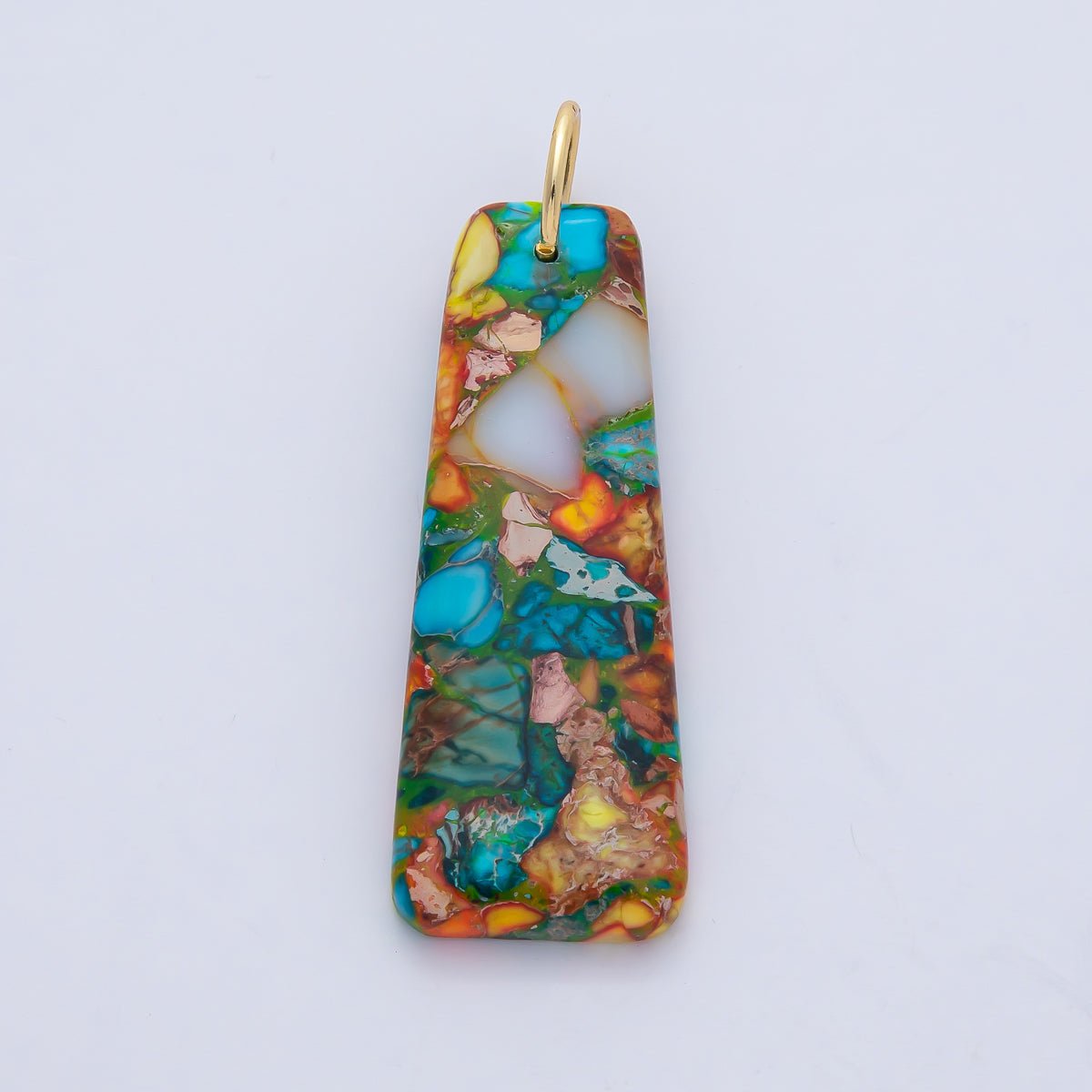 18K Gold Filled Boho Gemstone Bar Pendant – Turquoise & Multicolor Stone Charms| AF1495 - DLUXCA