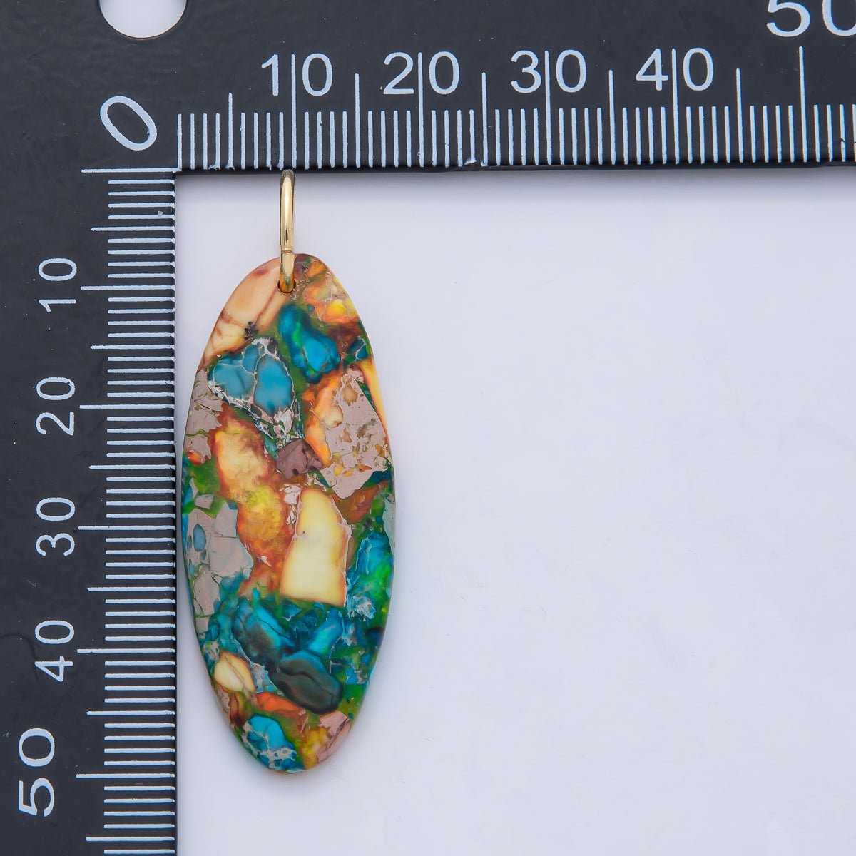 18K Gold Filled Boho Natural Oval Gemstone Pendant – Green, Brown & Multicolor Stone Charms AF1593 - DLUXCA
