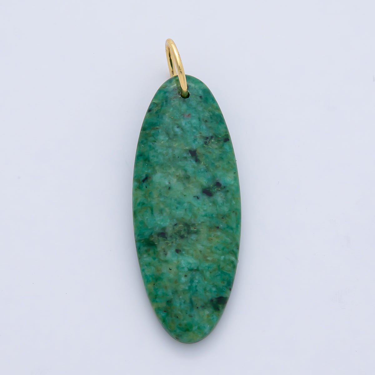 18K Gold Filled Boho Natural Oval Gemstone Pendant – Green, Brown & Multicolor Stone Charms AF1593 - DLUXCA