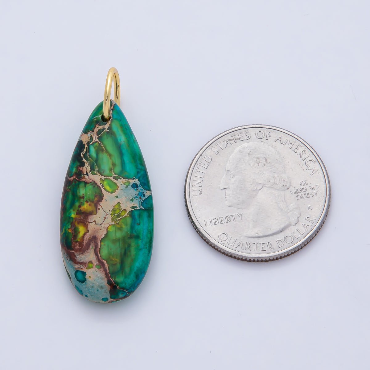 18K Gold Filled Boho Teardrop Stone Pendants Turquoise Dyed Gemstone Charms AF1497 - DLUXCA