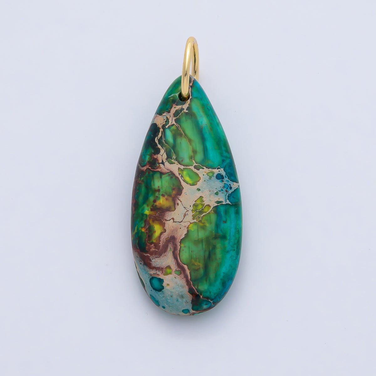 18K Gold Filled Boho Teardrop Stone Pendants Turquoise Dyed Gemstone Charms AF1497 - DLUXCA