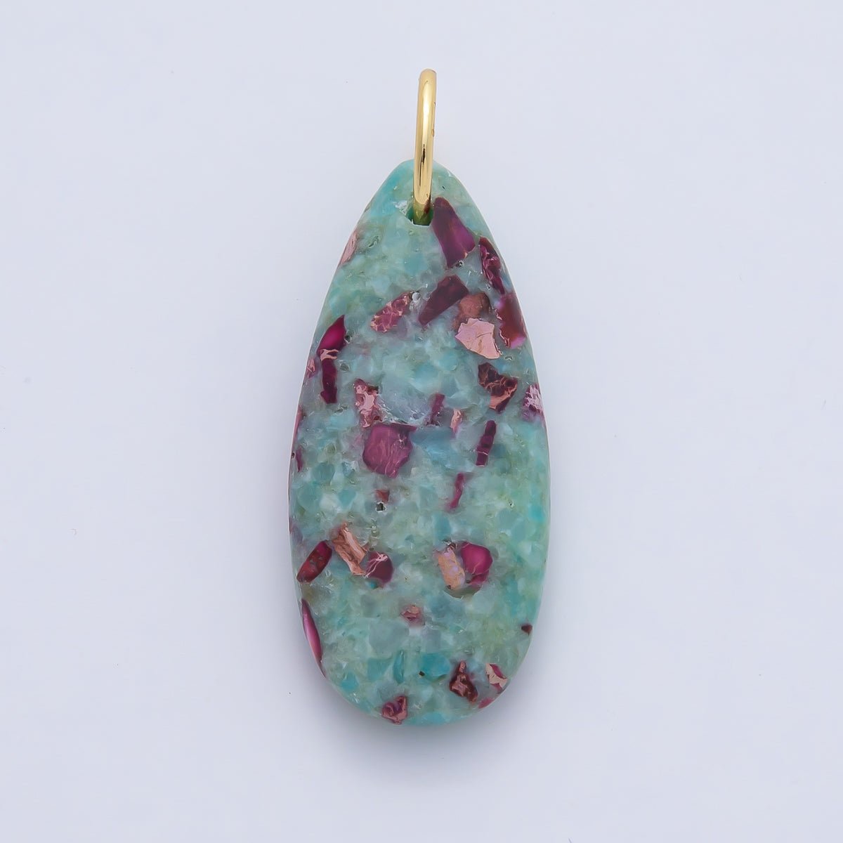 18K Gold Filled Boho Teardrop Stone Pendants Turquoise Dyed Gemstone Charms AF1497 - DLUXCA