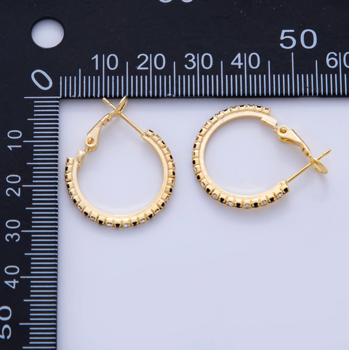 18K Gold Filled B&W Micro Paved CZ Single Step Omega Back Hoop Earrings in Gold & Silver | AI314 - AI323 - DLUXCA