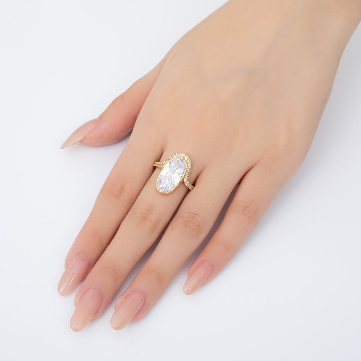 18K Gold Filled Celestial Marquise & Micro Paved CZ Round Adjustable Ring | O - 006 - DLUXCA