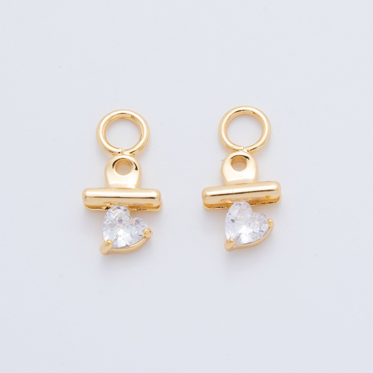 18K Gold Filled Clamped Heart CZ Add - On Drop Earring Charm | AF760 - DLUXCA