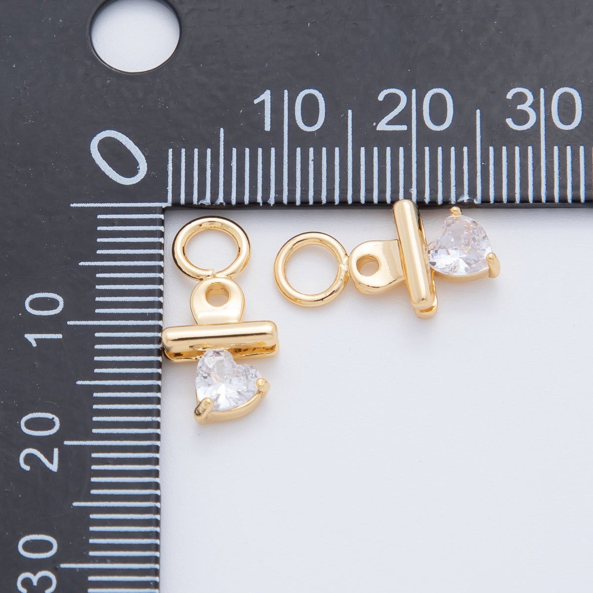 18K Gold Filled Clamped Heart CZ Add - On Drop Earring Charm | AF760 - DLUXCA