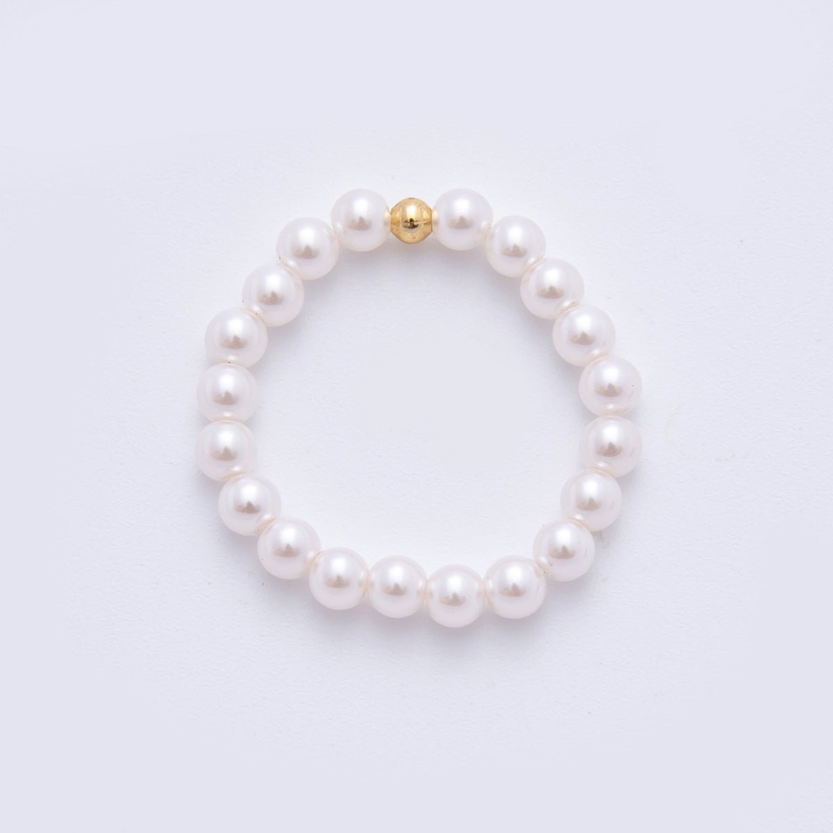 18K Gold Filled Classic Minimalist Shell Pearl Stretch Ring | O222 - DLUXCA