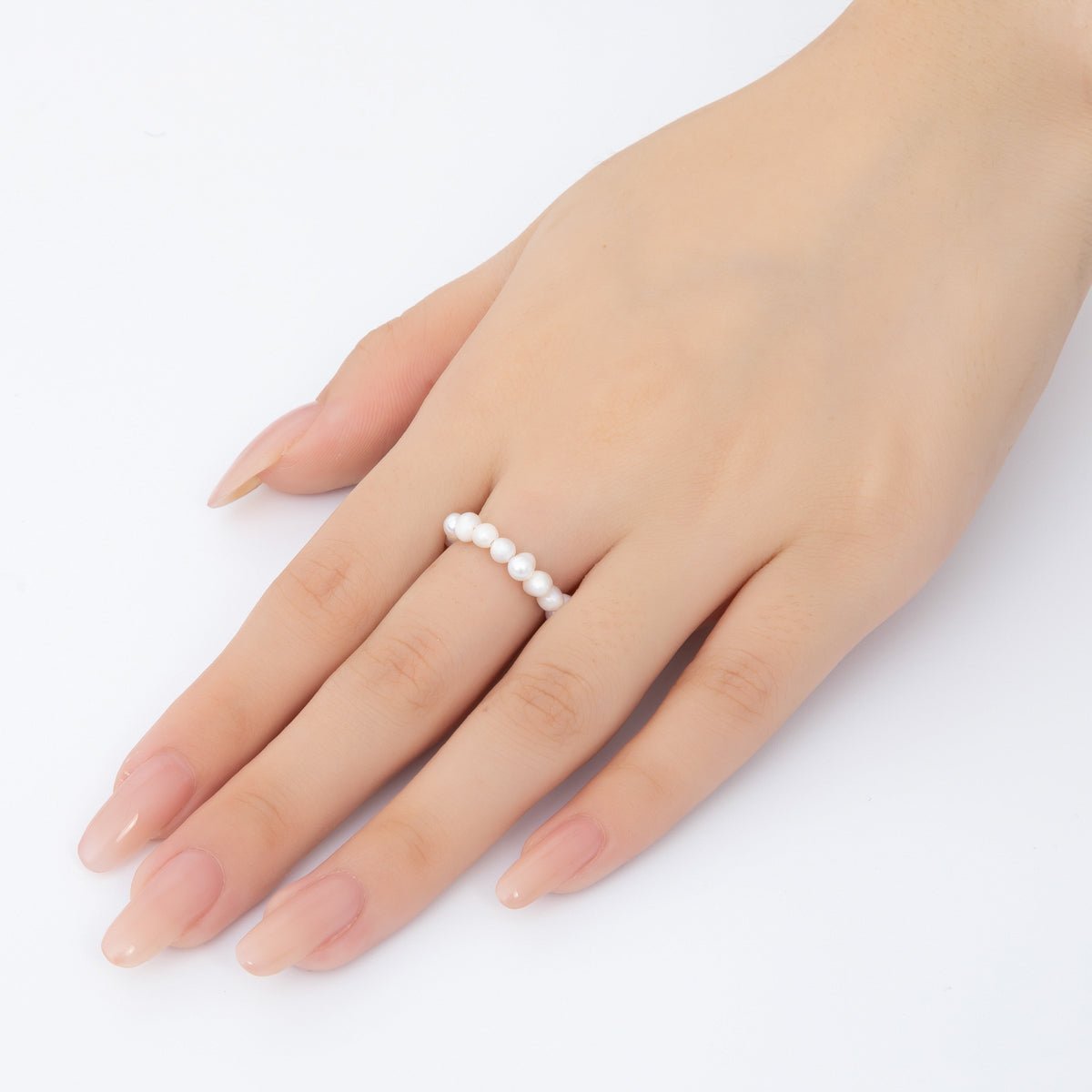 18K Gold Filled Classic Minimalist Shell Pearl Stretch Ring | O222 - DLUXCA