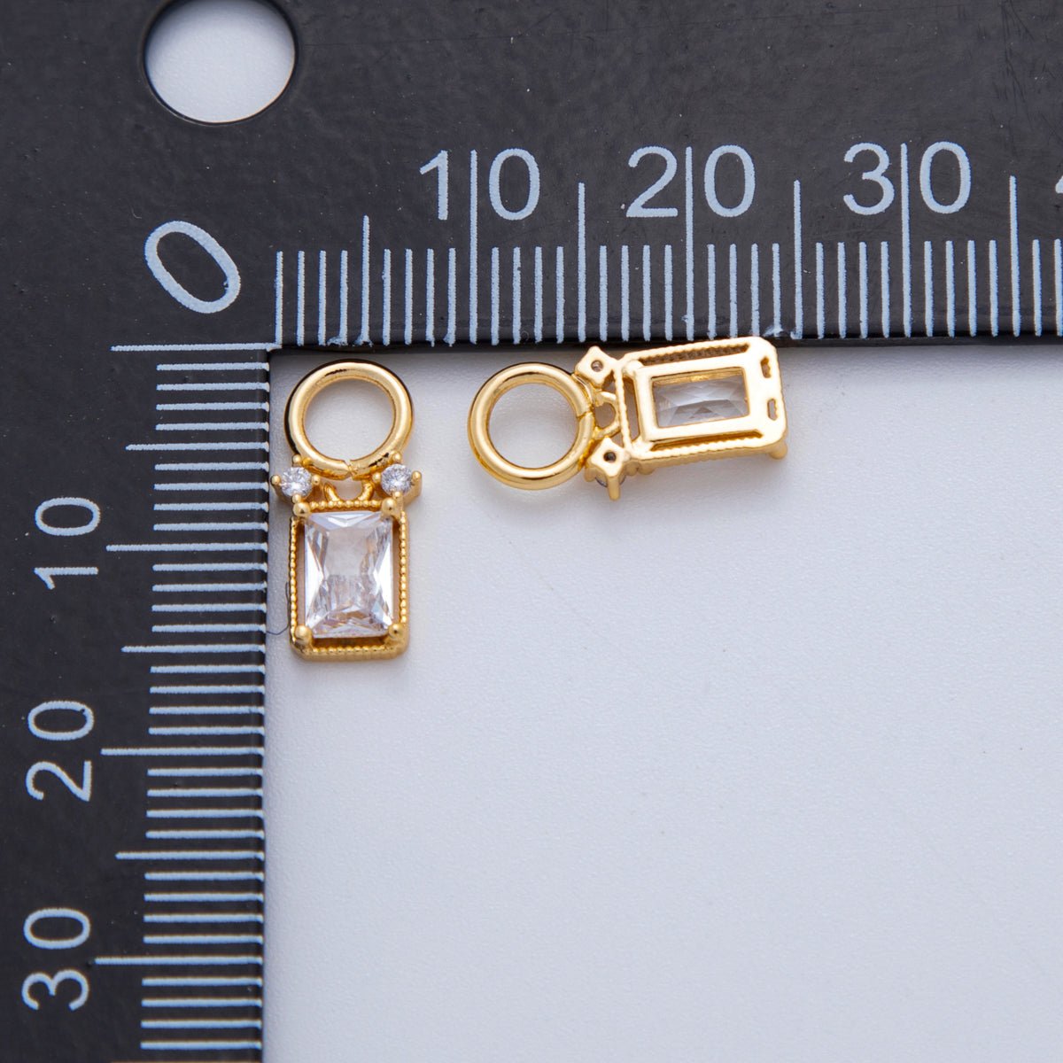 18K Gold Filled Clear CZ Baguette Bezel Add - On Drop Earring Charm | AF773 - DLUXCA