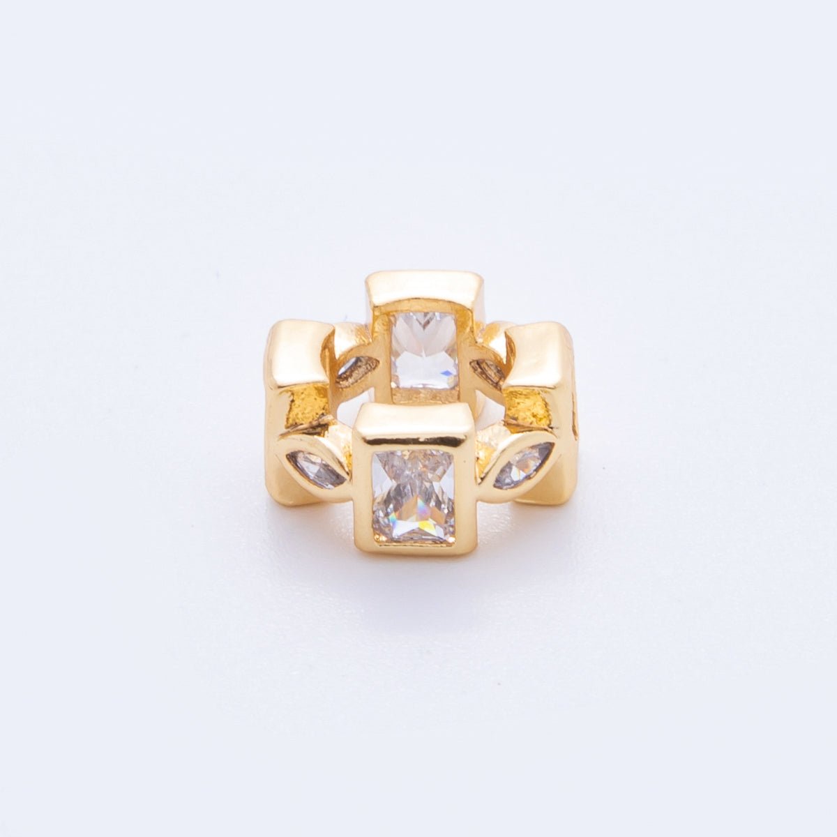18K Gold Filled Clear CZ Baguette Marquise Geometric Bead Spacer | AF1043 - DLUXCA