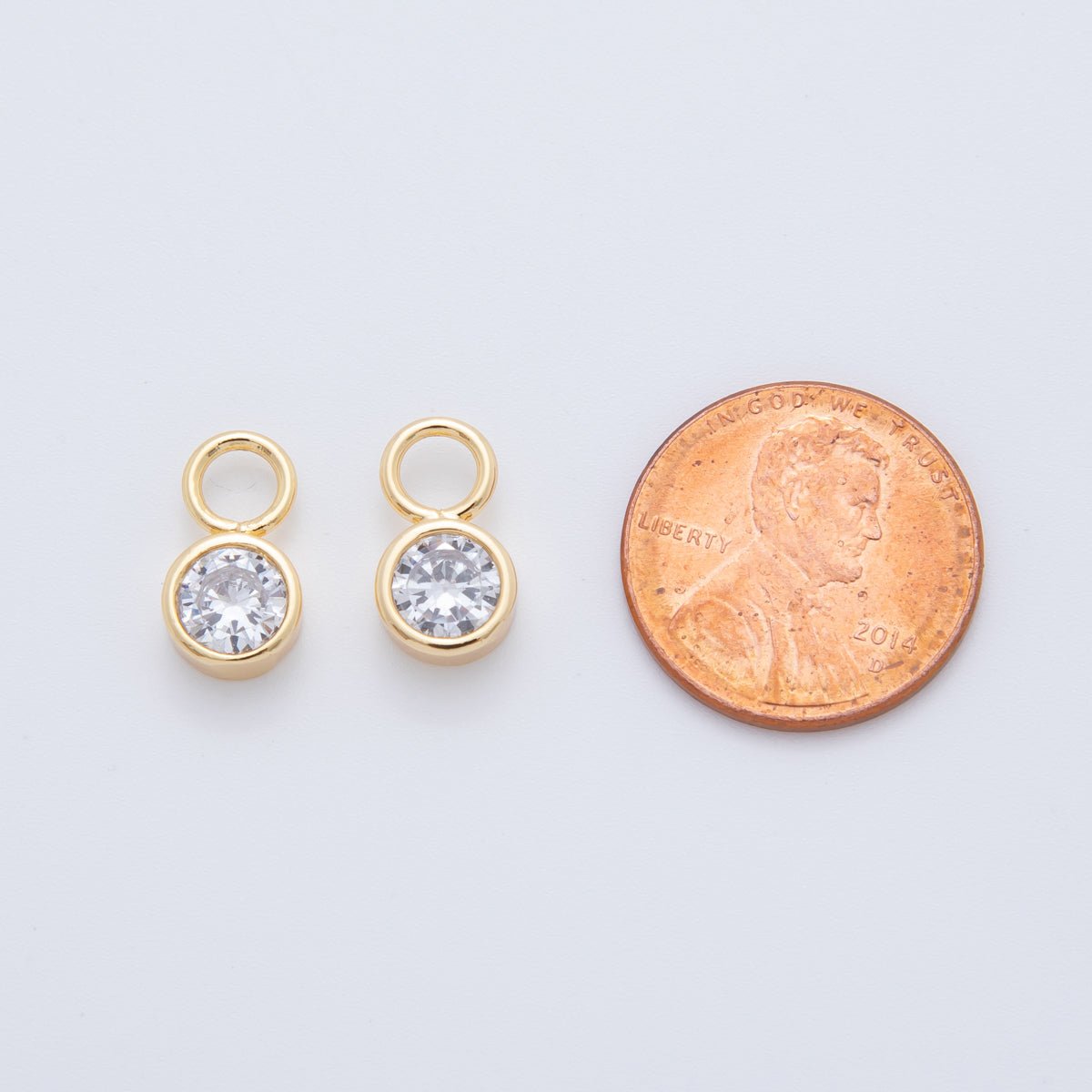 18K Gold Filled Clear CZ Bezel Add - On Drop Earring Charm | AF745 - DLUXCA