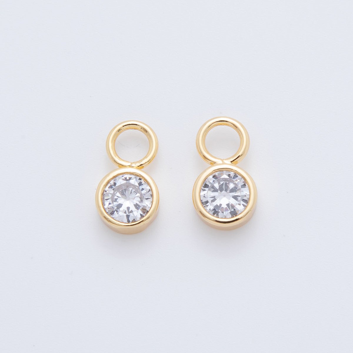 18K Gold Filled Clear CZ Bezel Add - On Drop Earring Charm | AF745 - DLUXCA
