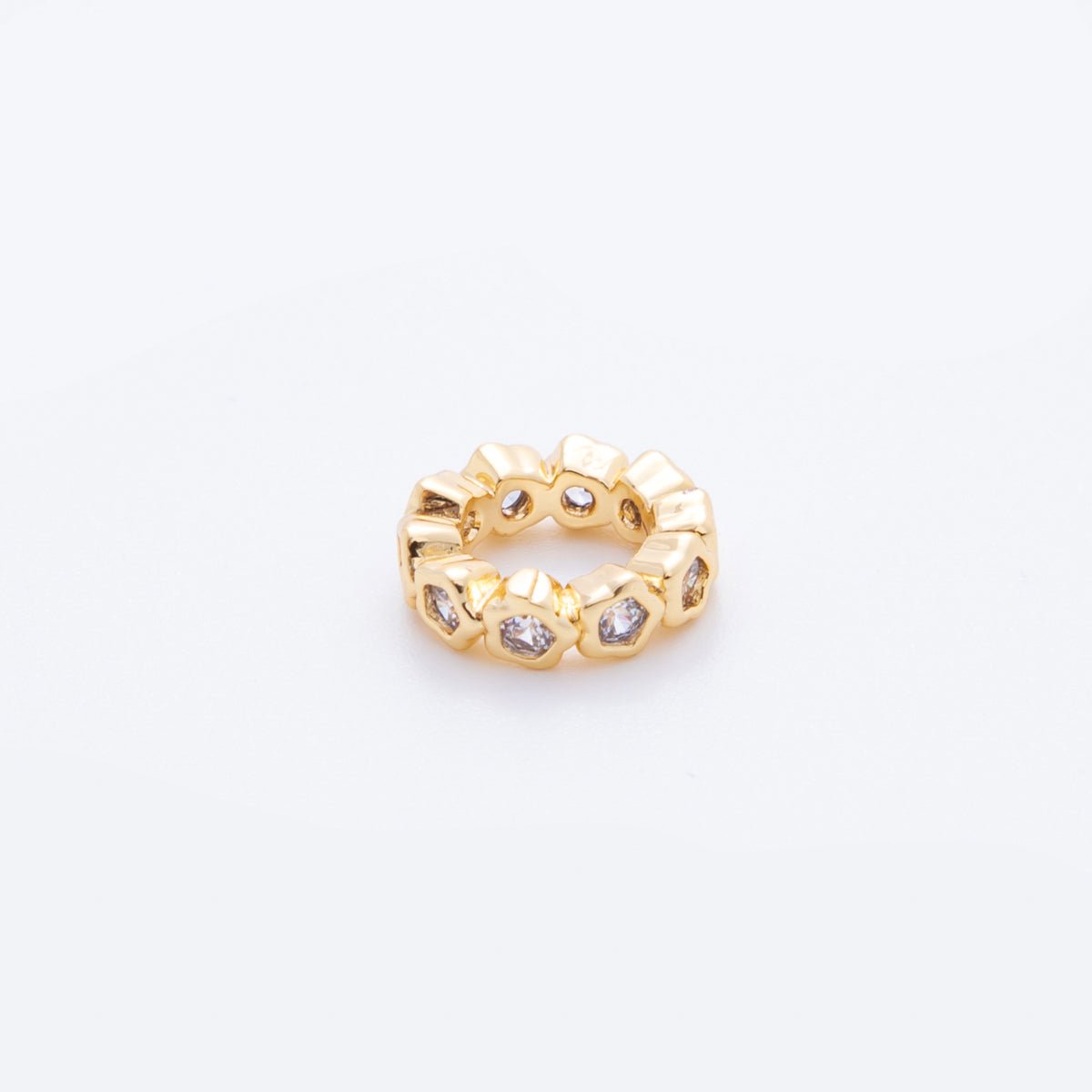 18K Gold Filled Clear CZ Celestial Rondelle Bead Spacer | AF1029 - DLUXCA