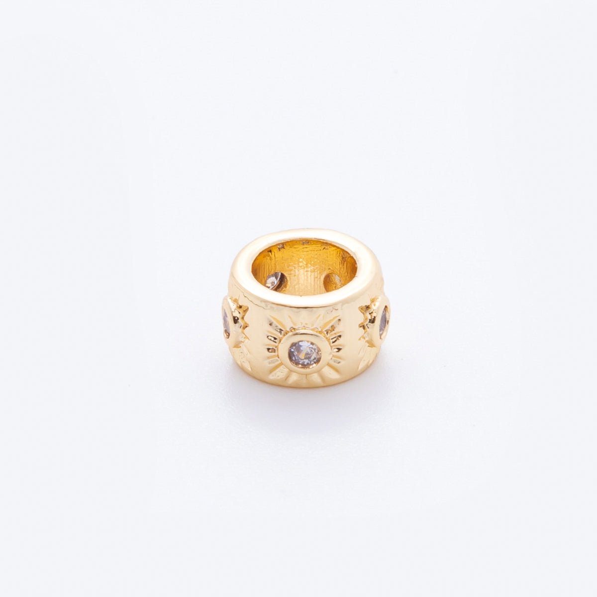 18K Gold Filled Clear CZ Celestial Sun Ray Rondelle Bead Spacer | AF1038 - DLUXCA