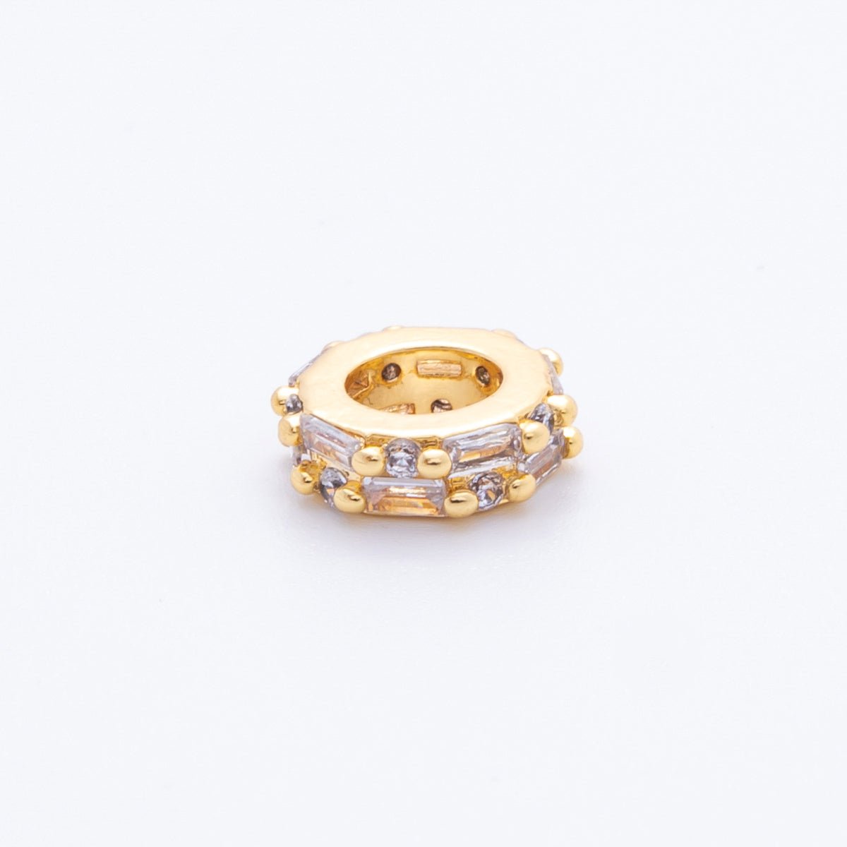 18K Gold Filled Clear CZ Double Baguette Thin Bead Spacer | AF1044 - DLUXCA