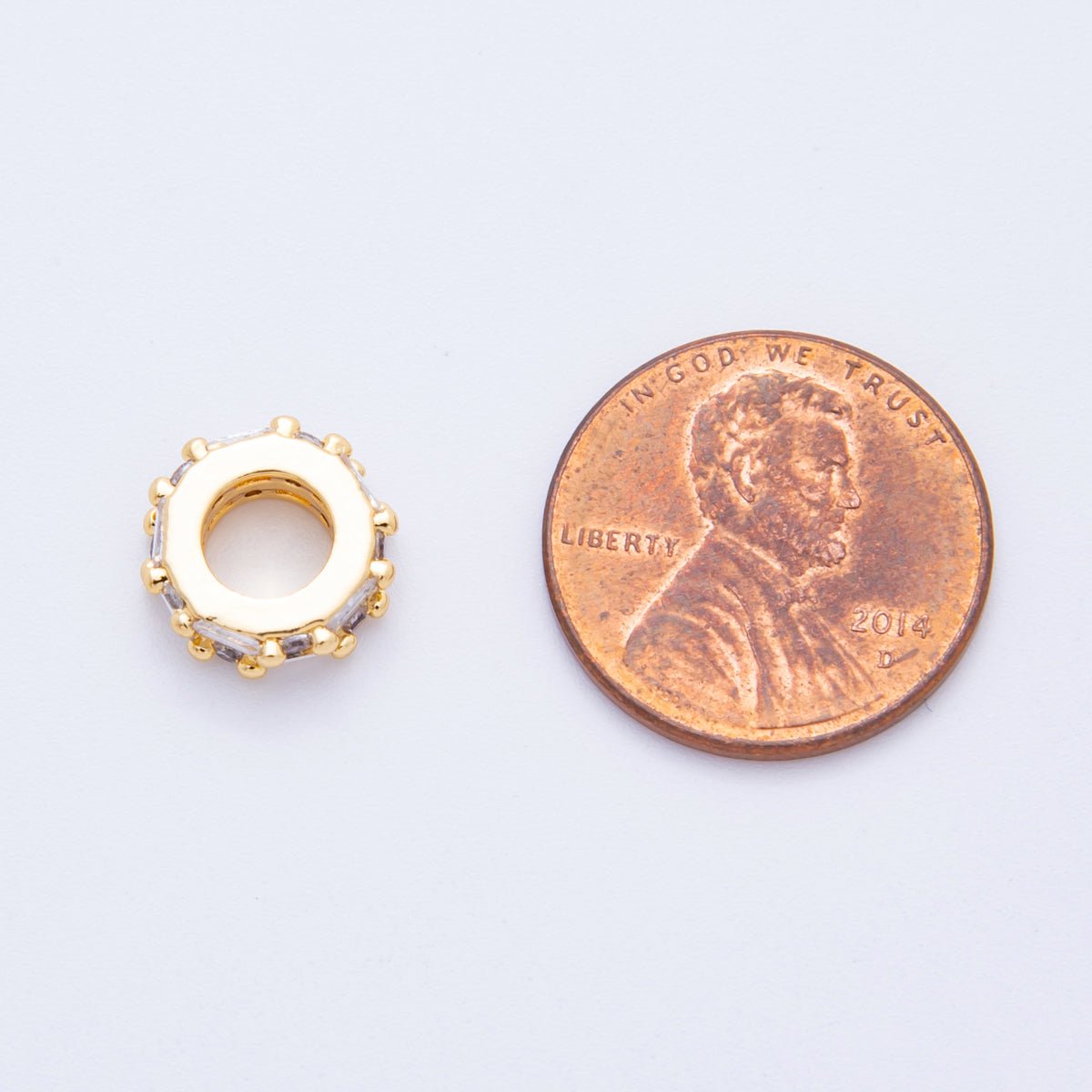 18K Gold Filled Clear CZ Double Baguette Thin Bead Spacer | AF1044 - DLUXCA
