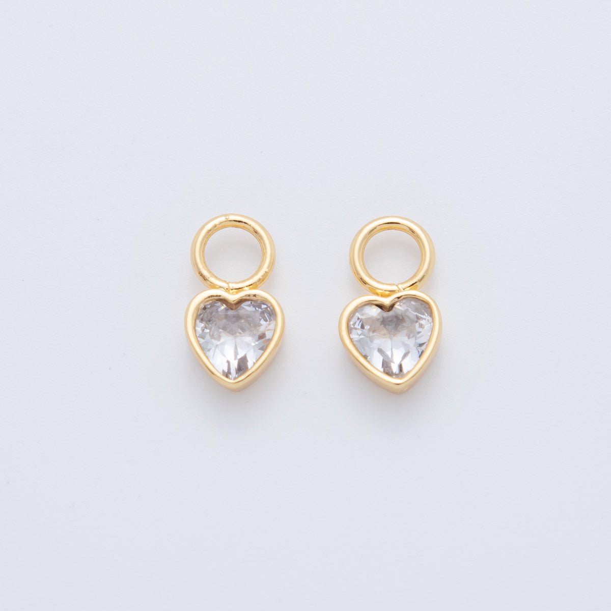 18K Gold Filled Clear CZ Heart Add - On Drop Earring Charm | AF742 - DLUXCA