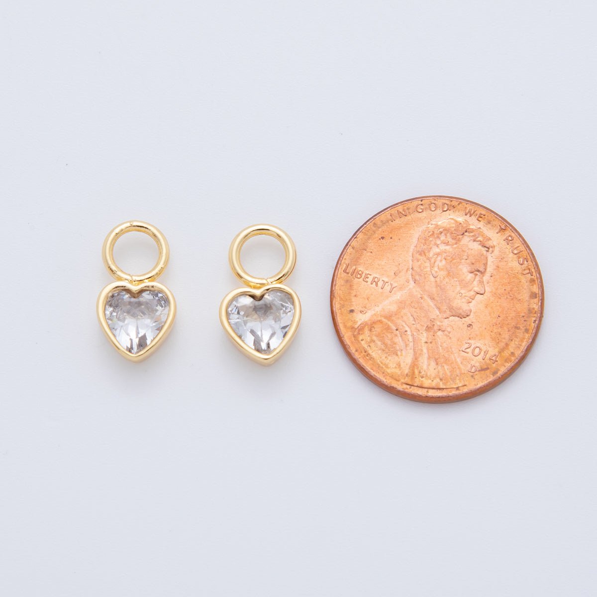 18K Gold Filled Clear CZ Heart Add - On Drop Earring Charm | AF742 - DLUXCA