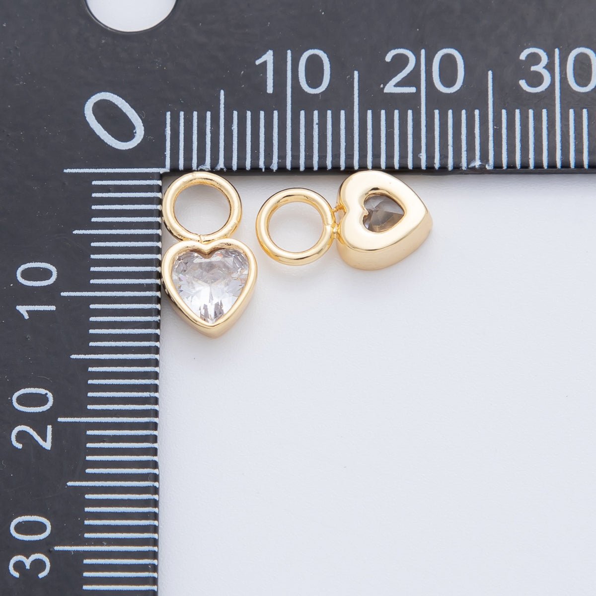 18K Gold Filled Clear CZ Heart Add - On Drop Earring Charm | AF742 - DLUXCA