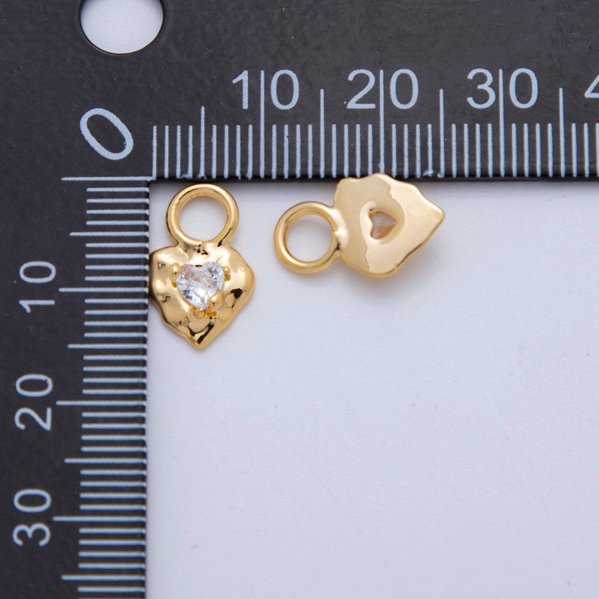 18K Gold Filled Clear CZ Heart Molten Add - On Drop Earring Charm | AF771 - DLUXCA