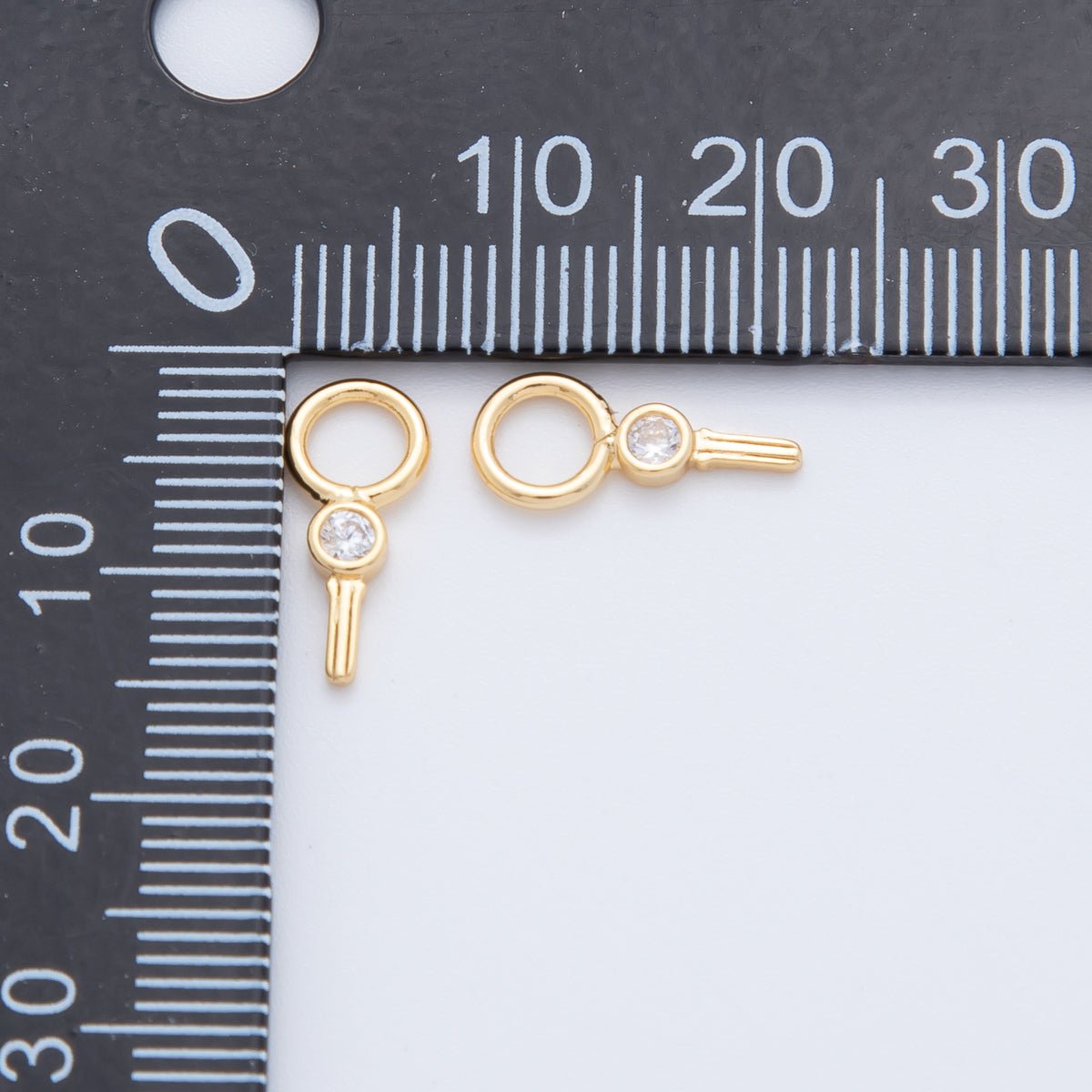 18K Gold Filled Clear CZ Linear Key Add - On Drop Earring Charm | AF735 - DLUXCA