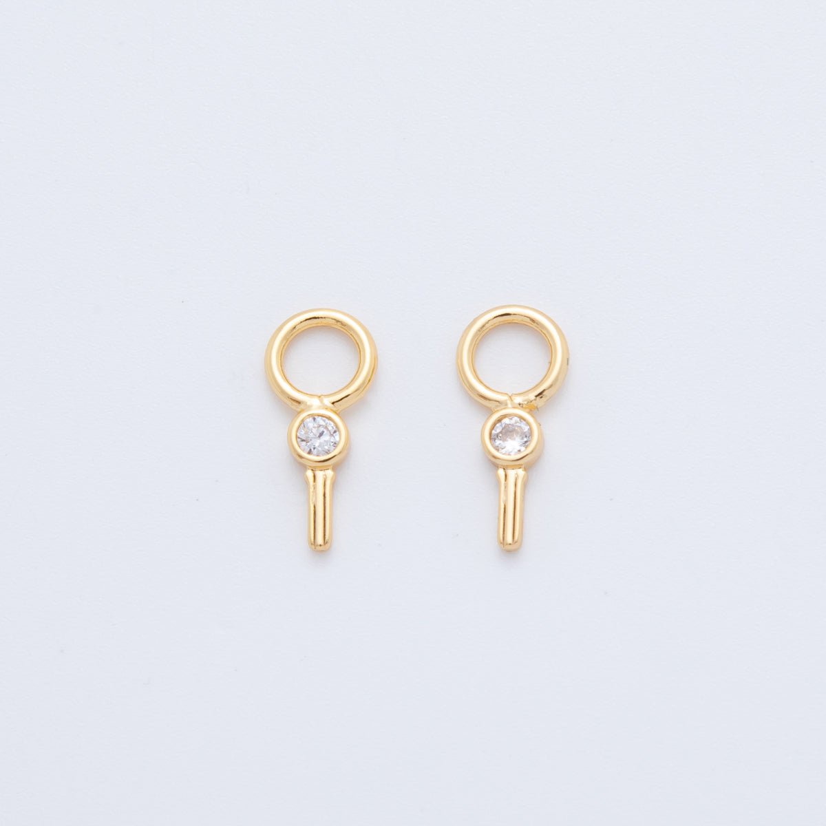 18K Gold Filled Clear CZ Linear Key Add - On Drop Earring Charm | AF735 - DLUXCA