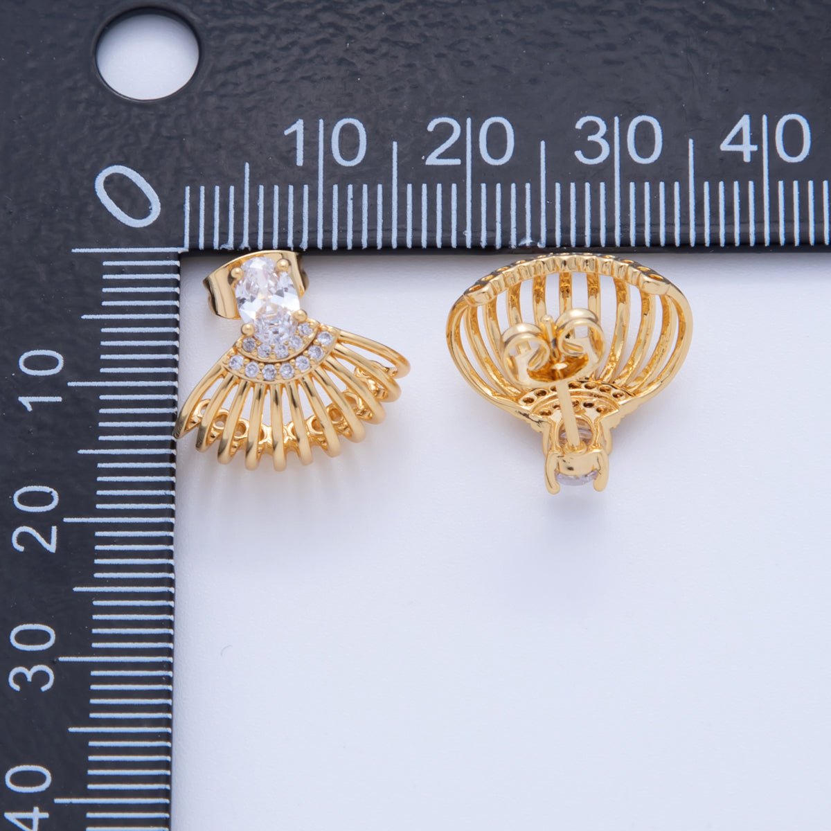 18K Gold Filled Clear CZ Micro Paved Claw C - Shaped Hoop Earrings | AI352 - DLUXCA