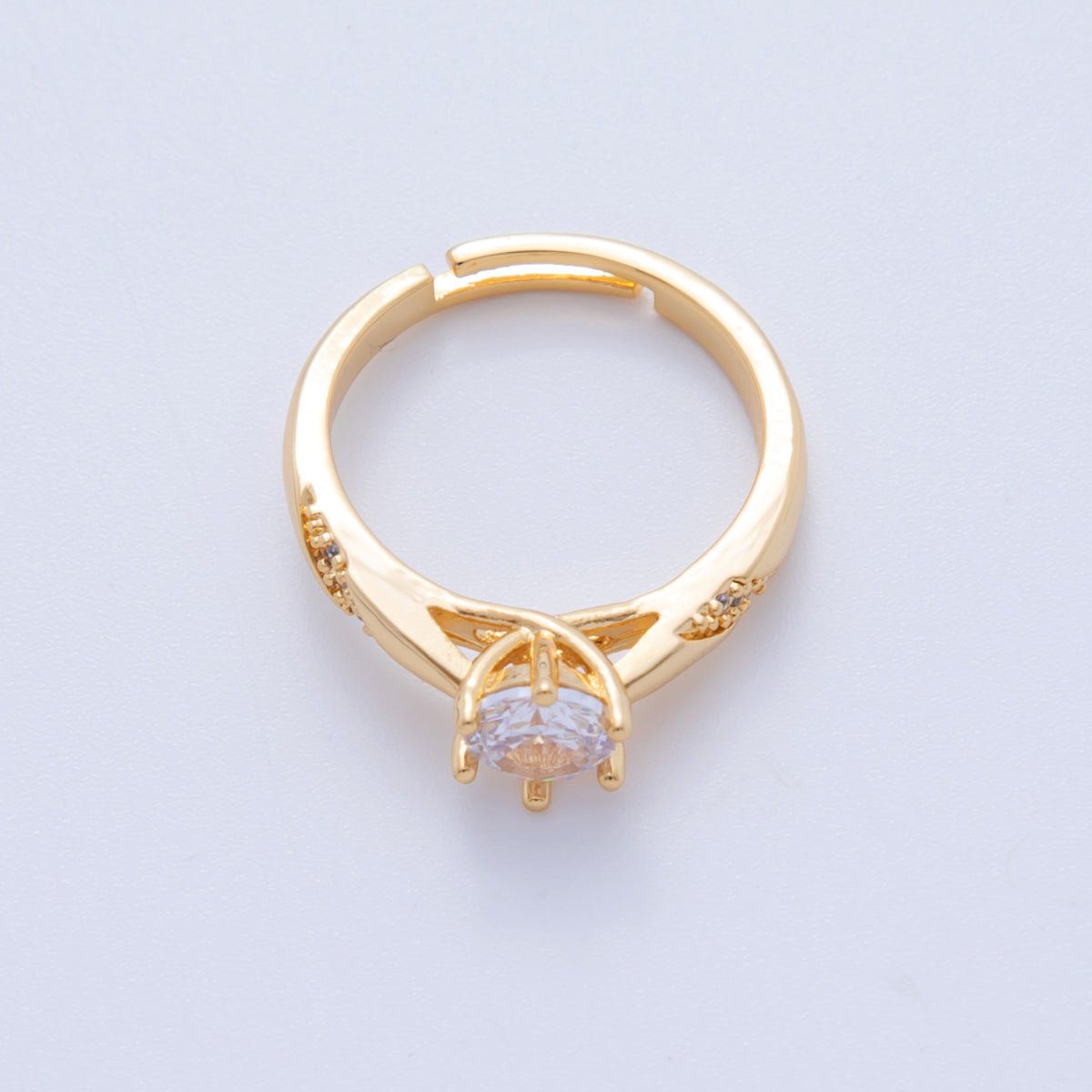 18K Gold Filled Clear CZ Micro Paved Solitaire Ring | O1755 - DLUXCA