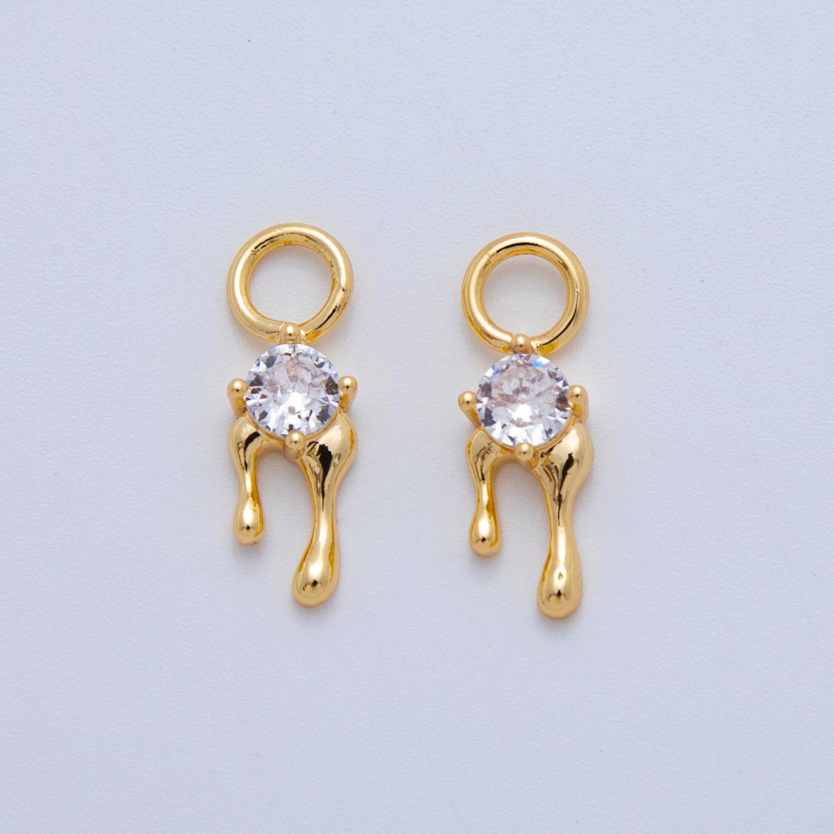 18K Gold Filled Clear CZ Molten Add - On Drop Earring Charm | AF766 - DLUXCA