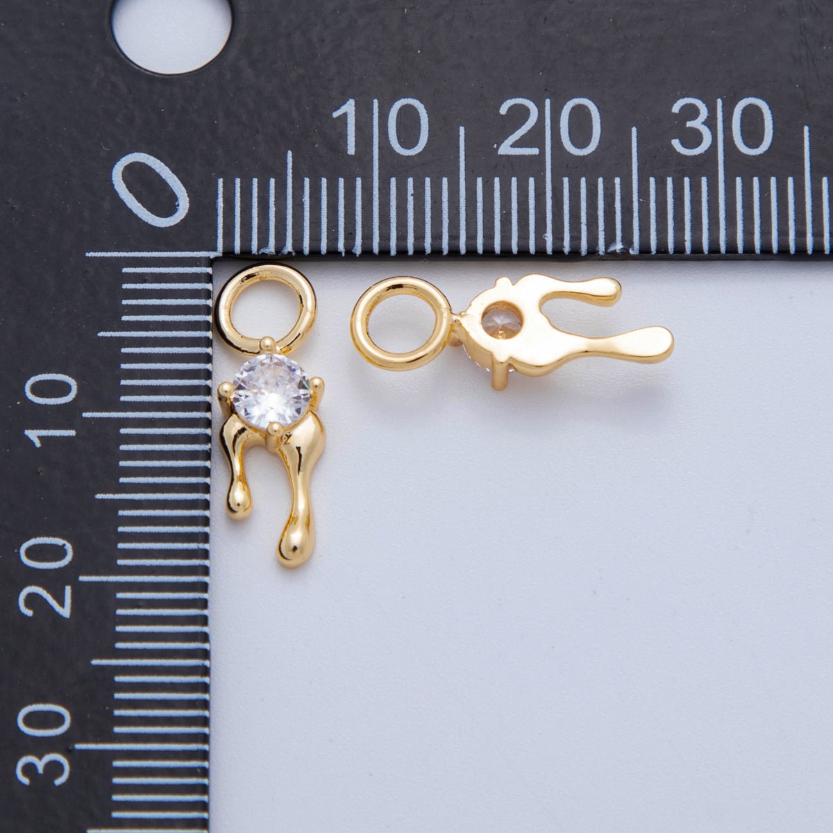 18K Gold Filled Clear CZ Molten Add - On Drop Earring Charm | AF766 - DLUXCA