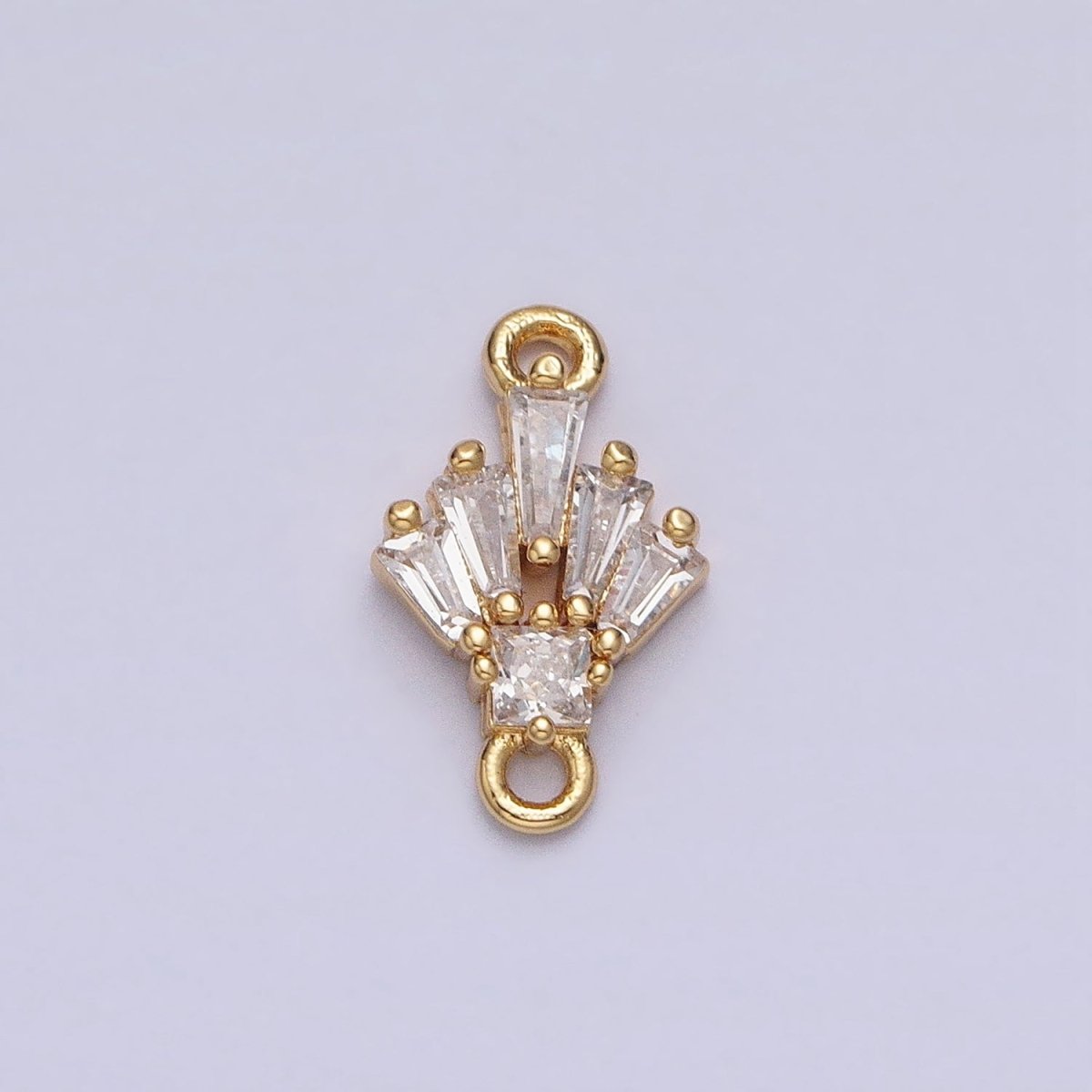 18K Gold Filled Clear CZ Multiple Baguette Round Mini Connector in Gold & Silver | Y - 841 - DLUXCA