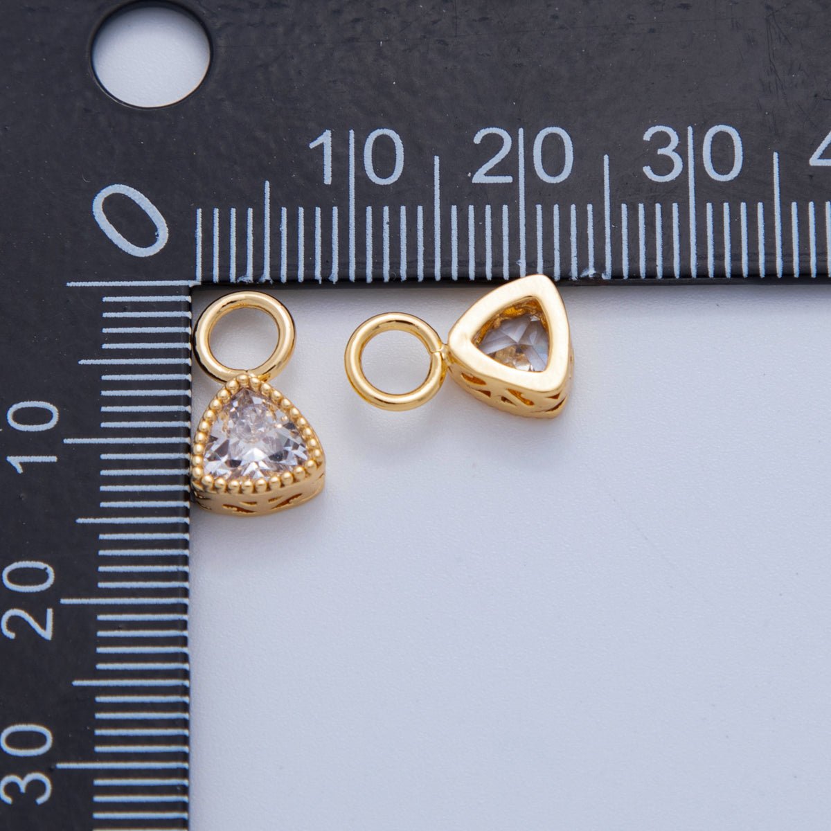 18K Gold Filled Clear CZ Triangle Bezel Add - On Drop Earring Charm | AF770 - DLUXCA