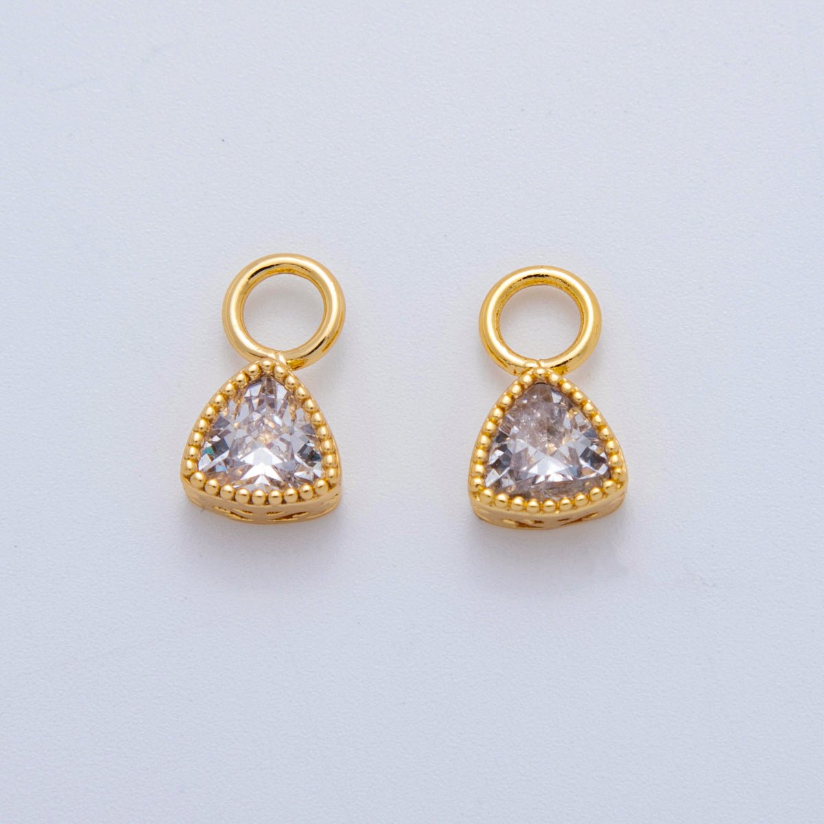 18K Gold Filled Clear CZ Triangle Bezel Add - On Drop Earring Charm | AF770 - DLUXCA